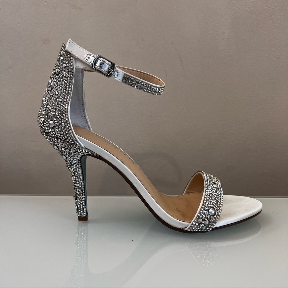 BETSEY JOHNSON Rhinestone Heels Ankle Strap Crystal Stiletto size 8